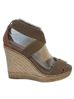 Tory Burch Adonis Brown Platform Wedge Espadrille Sandals Women's Size 8